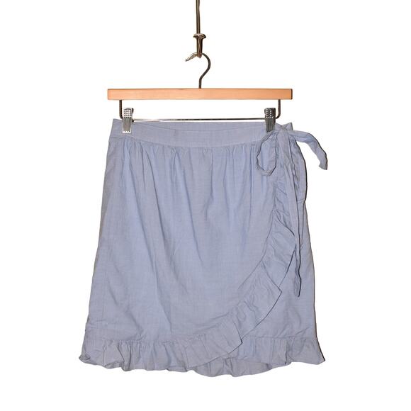 J.CREW $78 Cotton Poplin Wrap Mini Skirt in Blue Size 2 - Picture 1 of 3